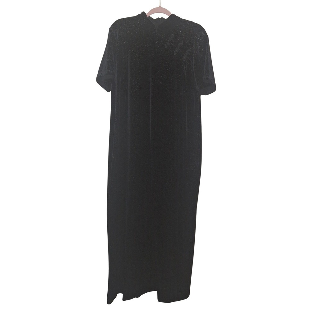 Mosaic Black Velvet Rhinestone Mock Neck Short Sleeve Maxi Dress 18W  Whimsygoth